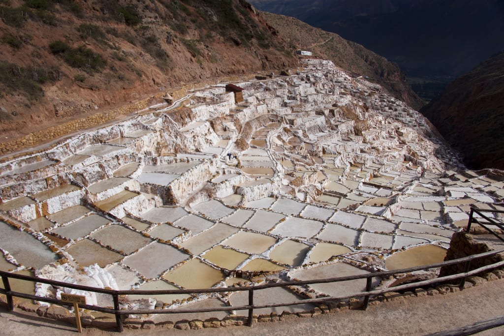 Close view of the Maras Salt Mines terraces