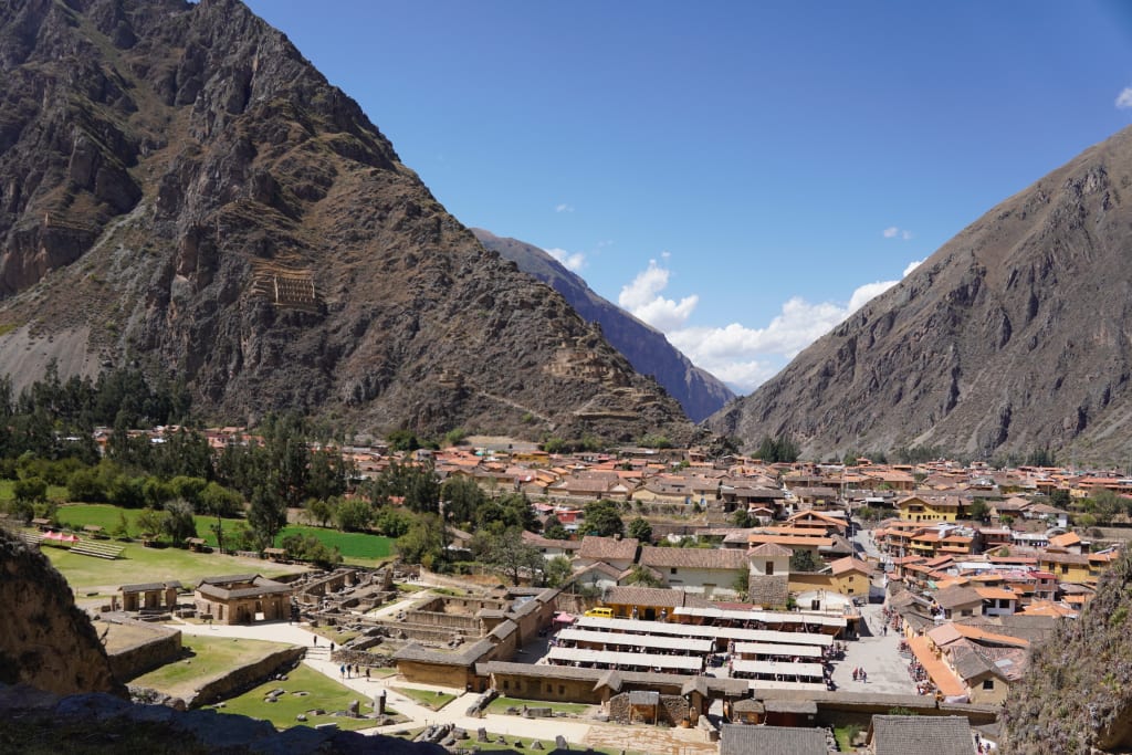 View of Ollantaytambo village in Peru's Sacred Valley