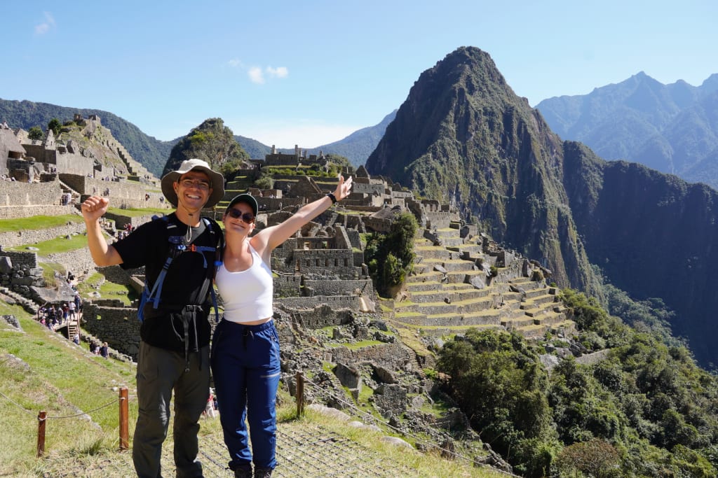 Llamas wandering through Machu Picchu