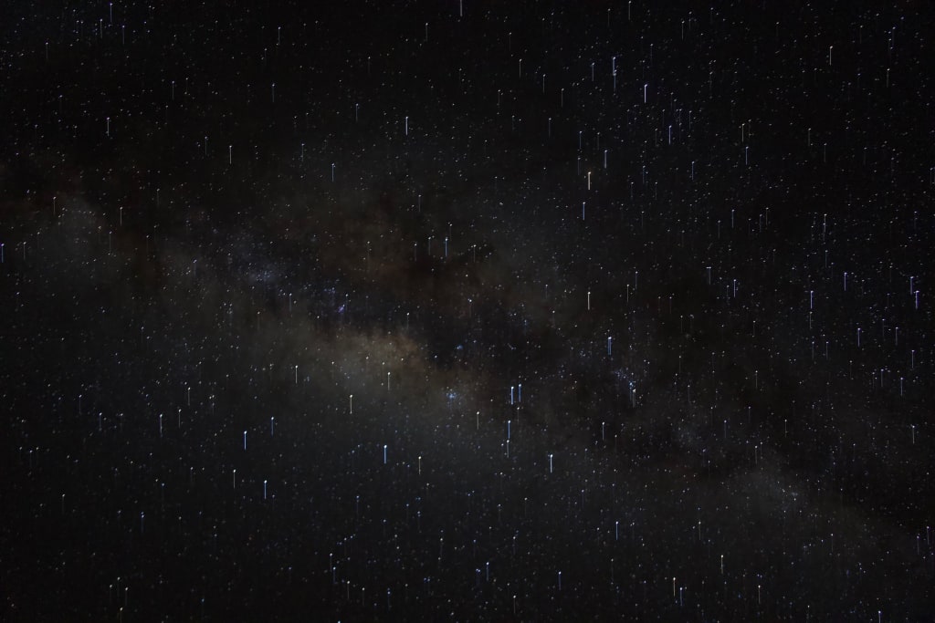 Starry night sky above a tent in the Peruvian highlands