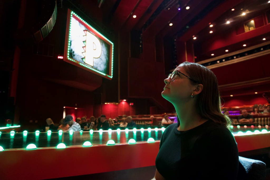 Waiting for the Piff the Magic Dragon show to start in Las Vegas