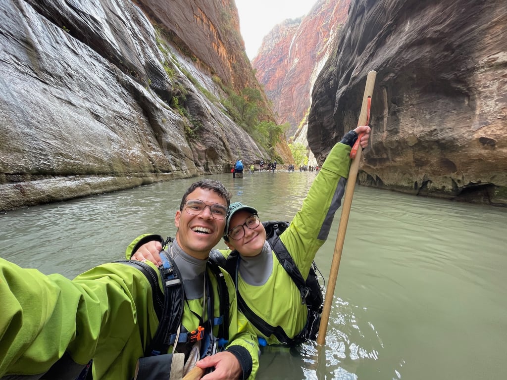 Selfie in deep water in The Narrows