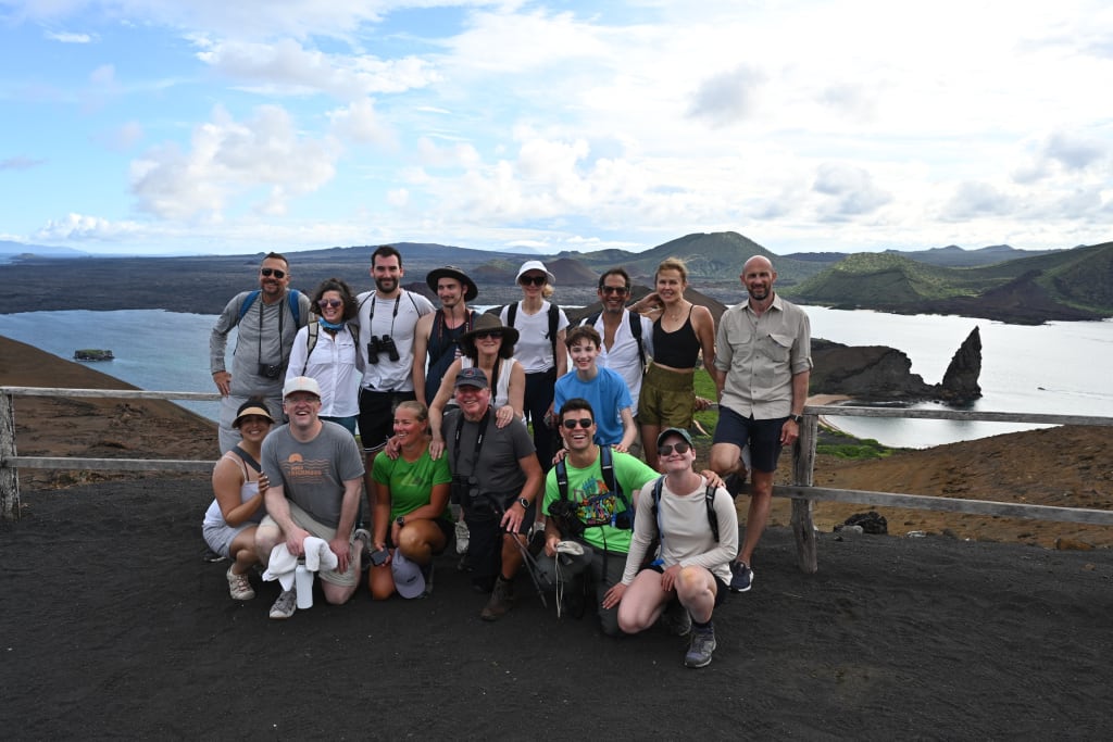 Group photo of passengers on Bartolomé Island