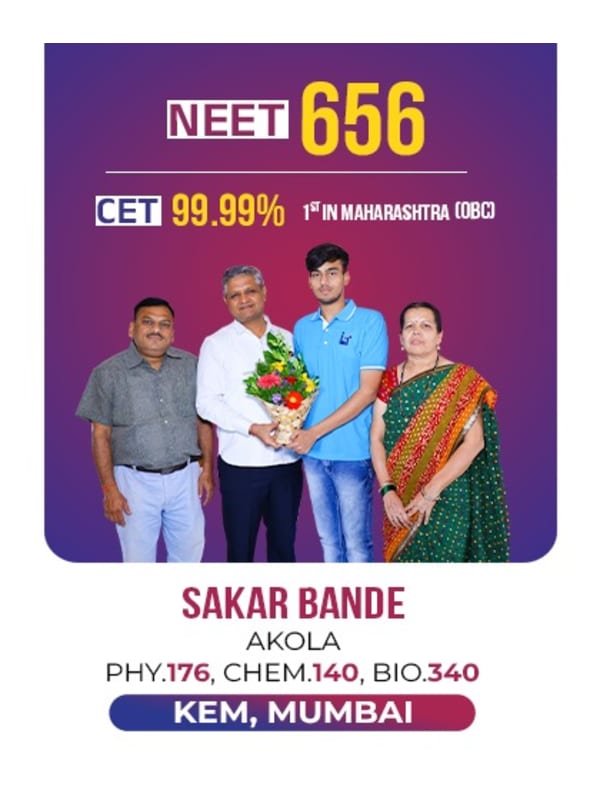Sakar Bande, Akola — KEM, Mumbai, Lalit Tutorials NEET 2022