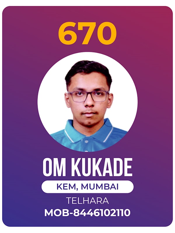 Om Kukade, Telhara — KEM, Mumbai, Lalit Tutorials NEET 2023