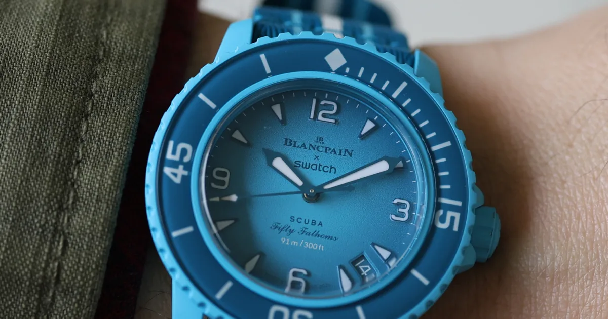 スウォッチ ブランパン　ブルーラグーン　Blue Lagoon Swatch Blancpain X Swatch Blue Lagoon Scuba Fifty Fathoms Unboxing