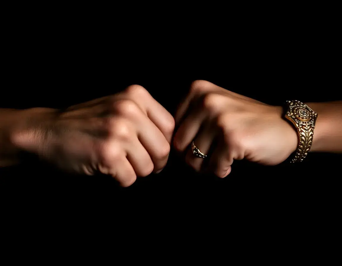 Brotherhood fist bump symbolizing Clipse