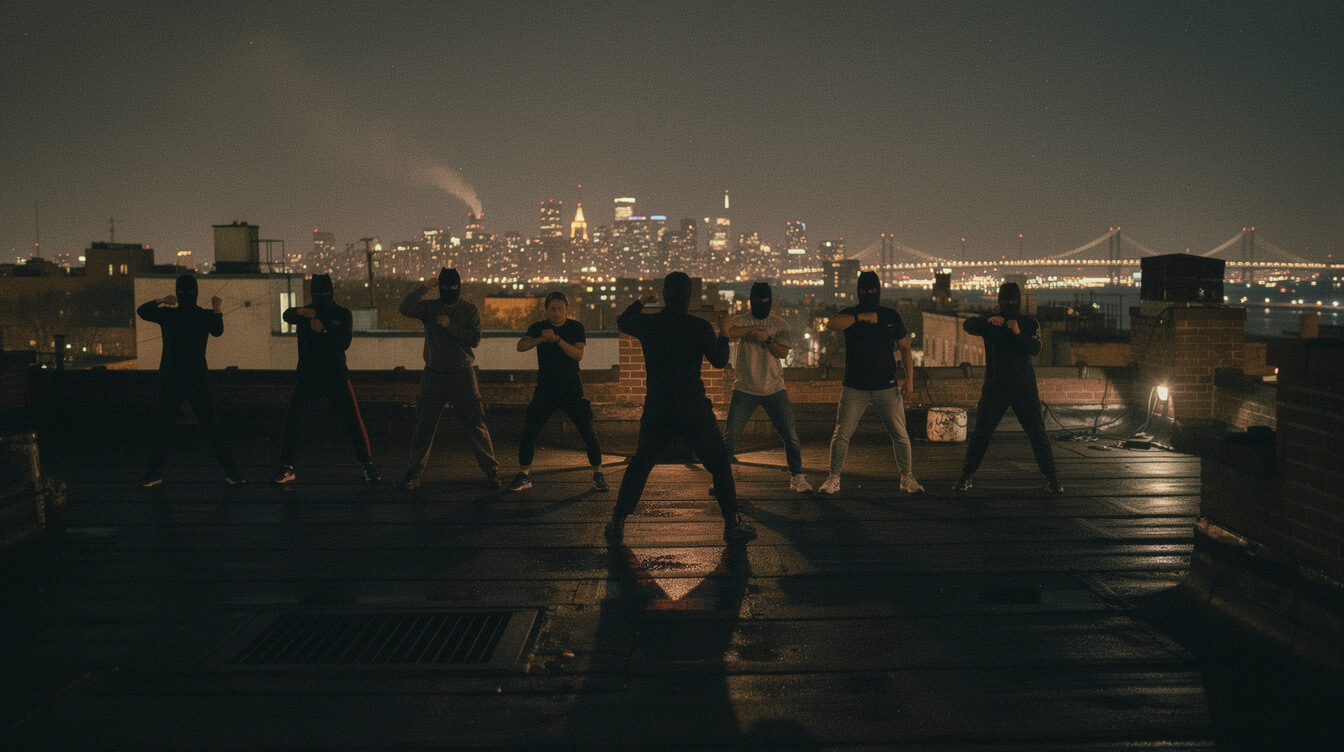 Wu-Tang Clan nine members in formation