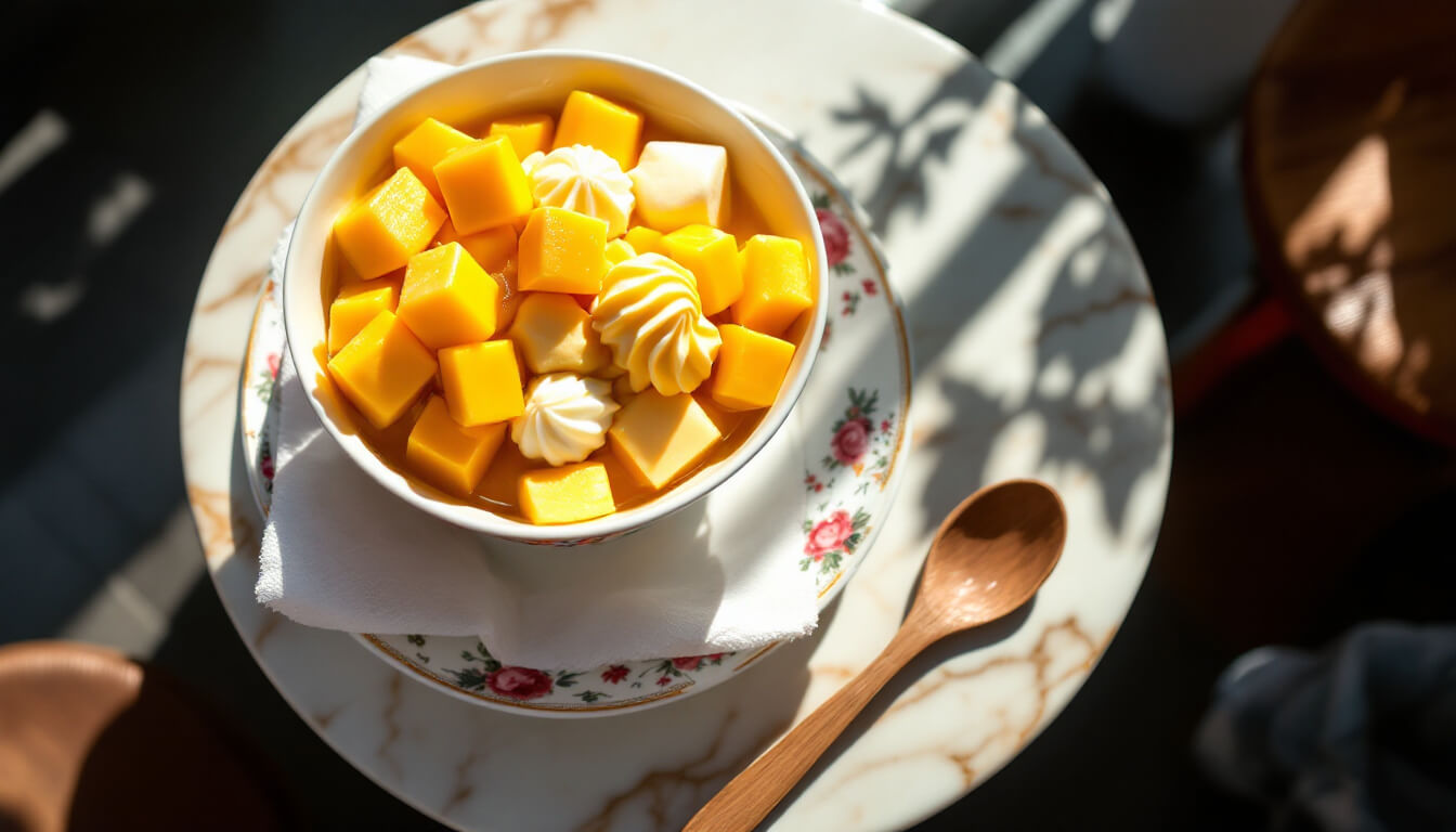 Taiwan mango xue hua bing snowflake shaved ice with condensed milk