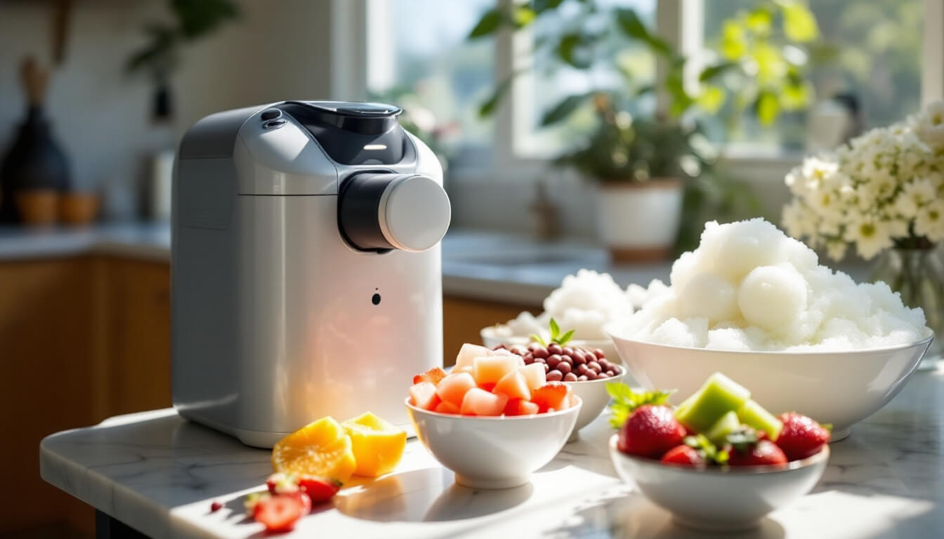 Homemade Taiwan shaved ice setup with toppings