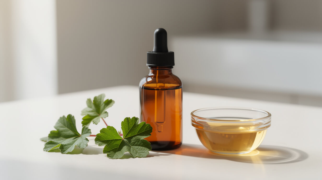 geranium essential oil dilution with carrier oil for topical skin use