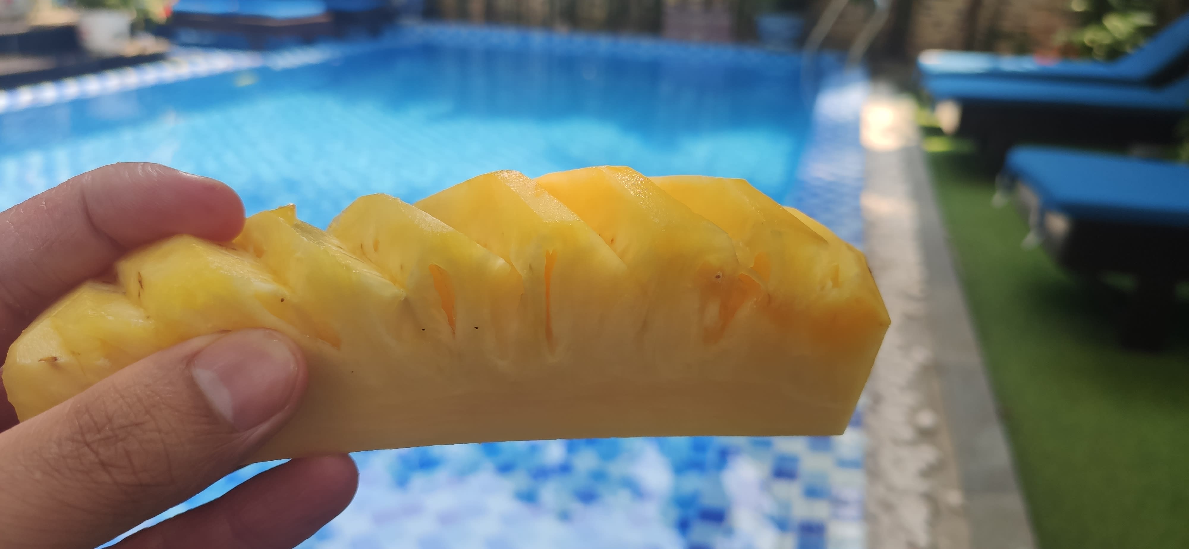 Les fruits ont une certaine saveur au bord de la piscine !