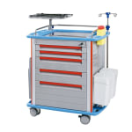 Emergency cart with oxygen bottle holder