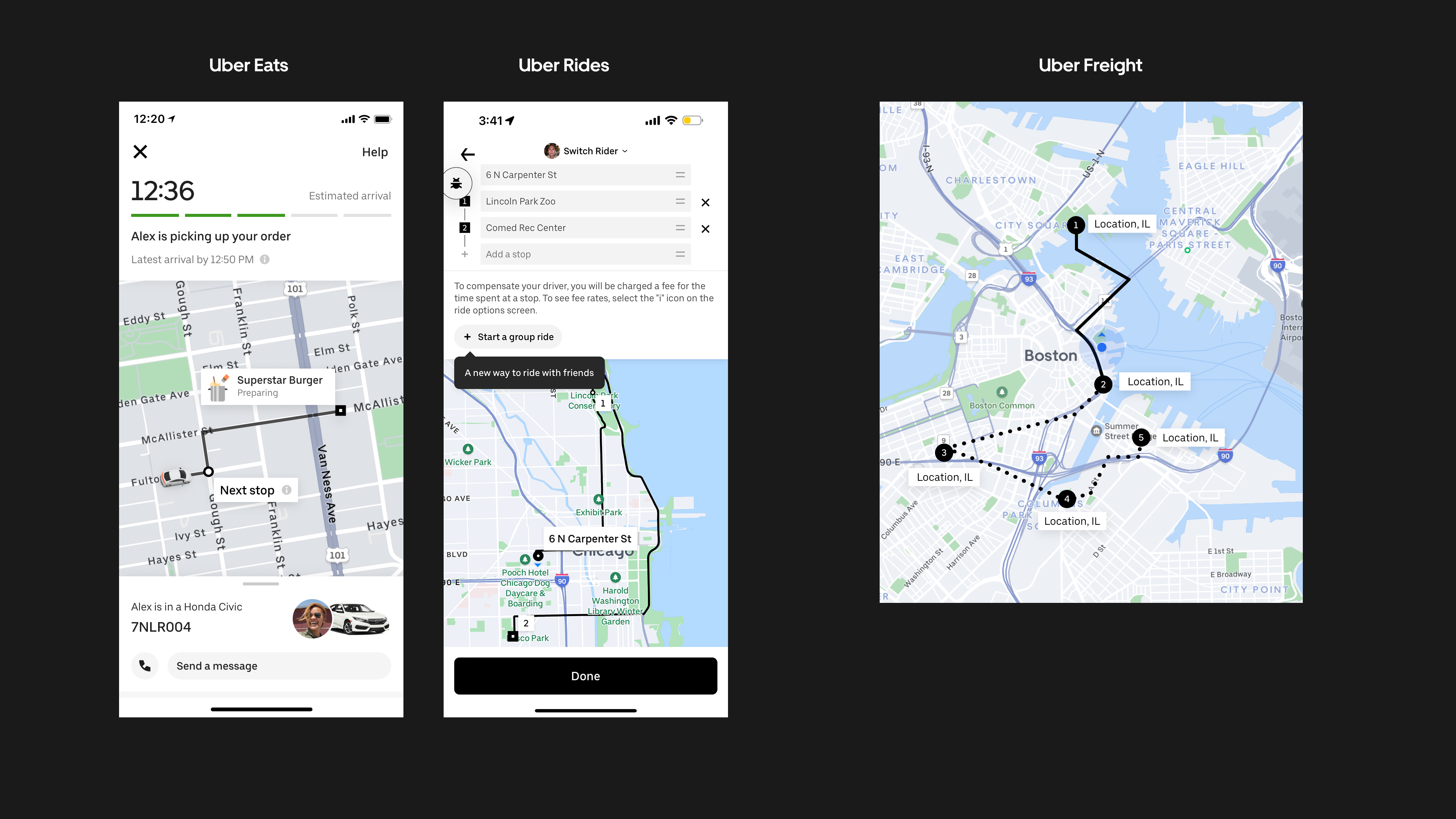 Uber ride map vs logistics map concepts