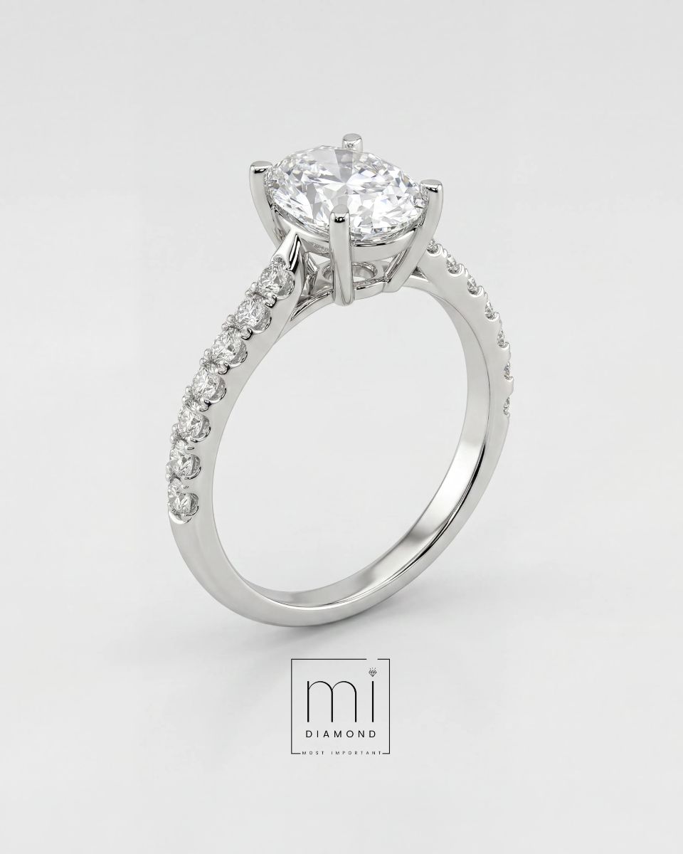 Oval Pave Model 2.28ct D color Vs1 IGI Sertifikalı Lab. Pırlanta