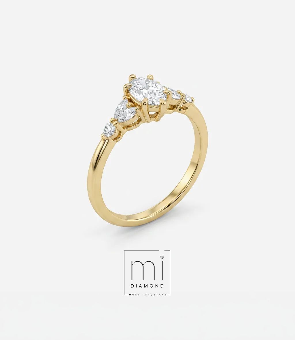 0.55 ct Oval Vintage Uluslararsı IGI sertifikalı labaratuvar pırlanta yüzük.