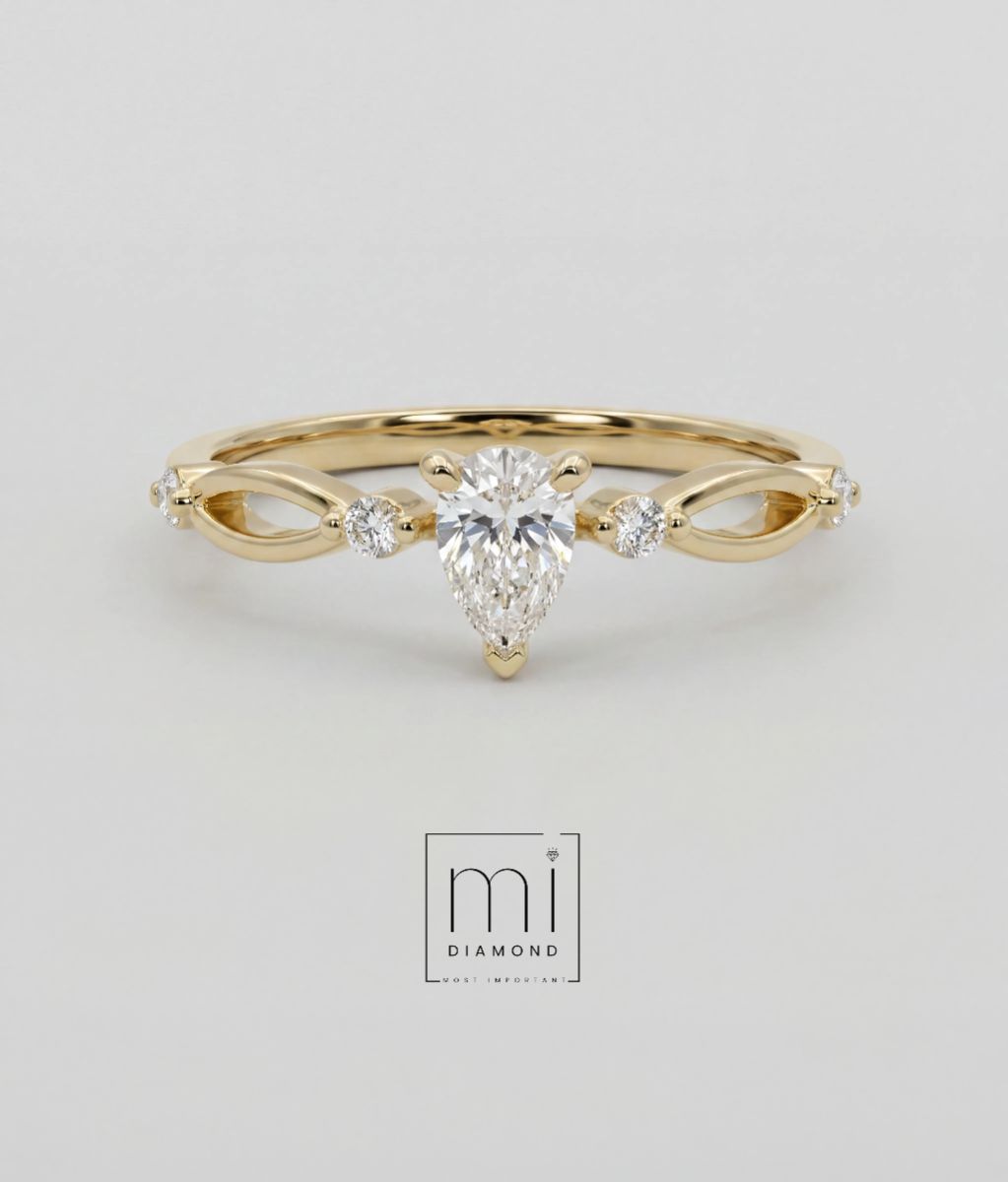 0.45 Carat EF color VVS Damla IGI Sertifikalı Labaratuvar Pırlantalı Yüzük