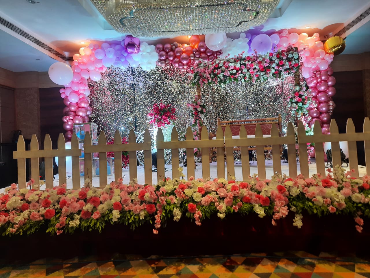 Grand Balloon & Floral Baby Shower Stage Decoration