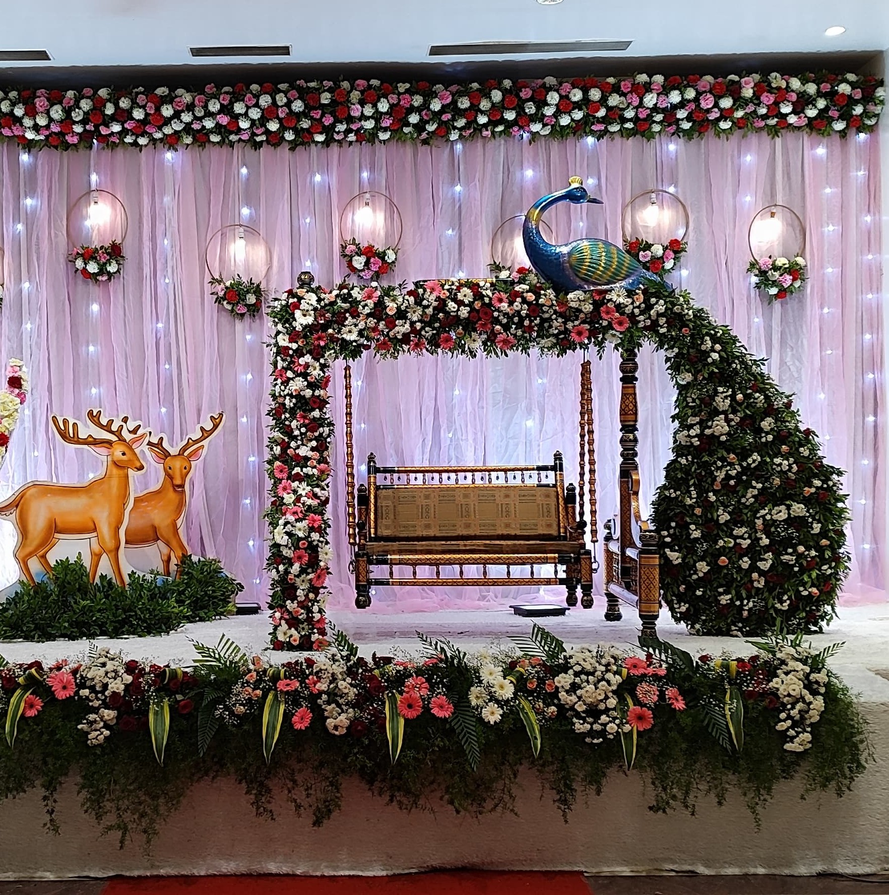 Premium Moon & Peacock Theme Baby Shower Stage Decor