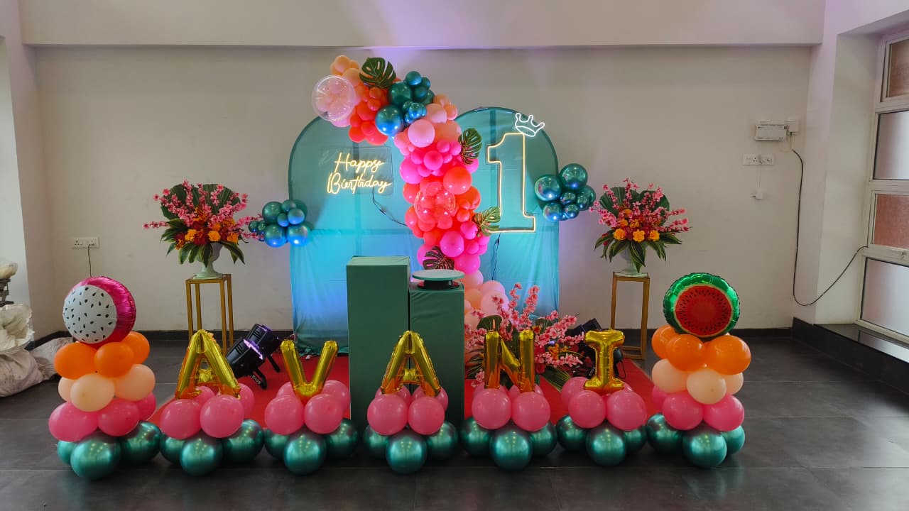 Tropical Fruit Fiesta Birthday Setup