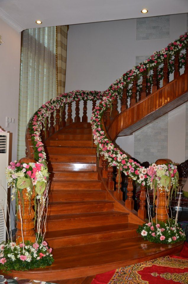 Elegant Floral Staircase Decoration for Wedding & Home Ceremonies