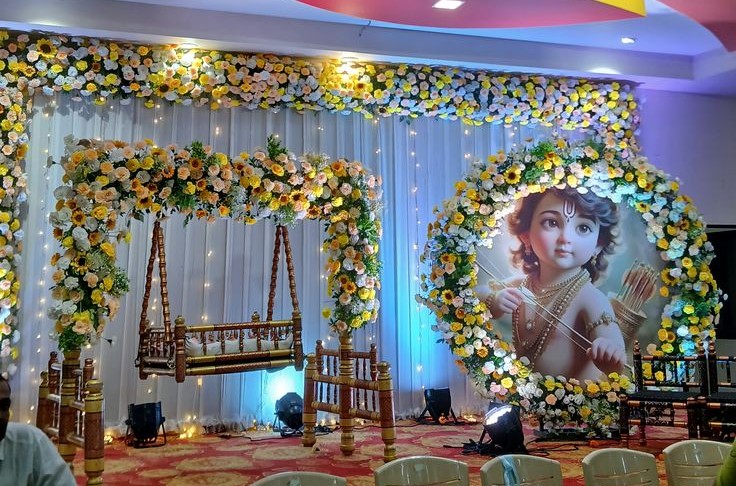 Floral Krishna Theme Baby Shower / Naming Ceremony Decor