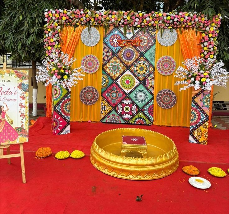 Traditional Mosaic Haldi Ceremony Decor
