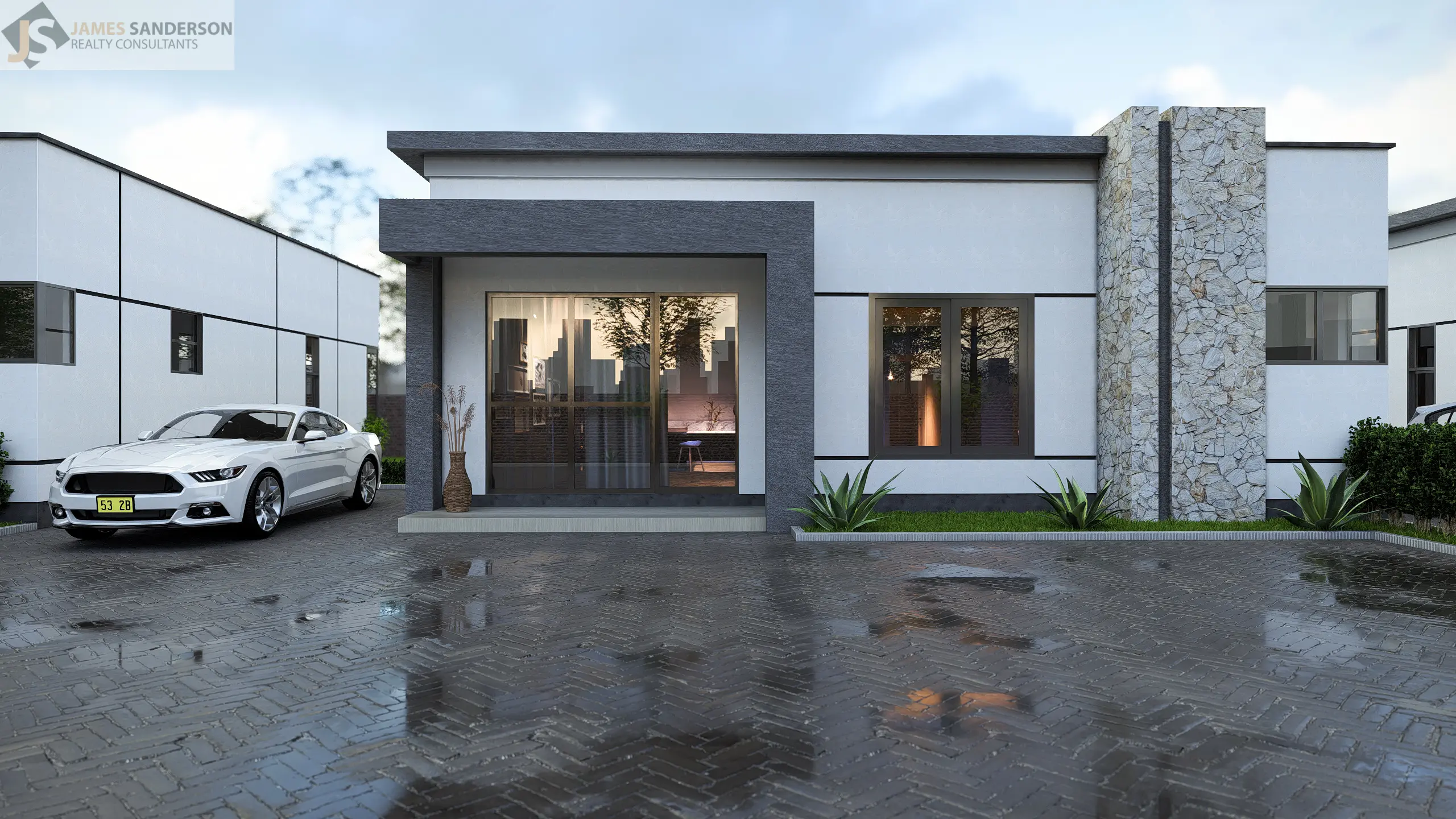 Contemporary single-level bungalow — Contemporary architectural render