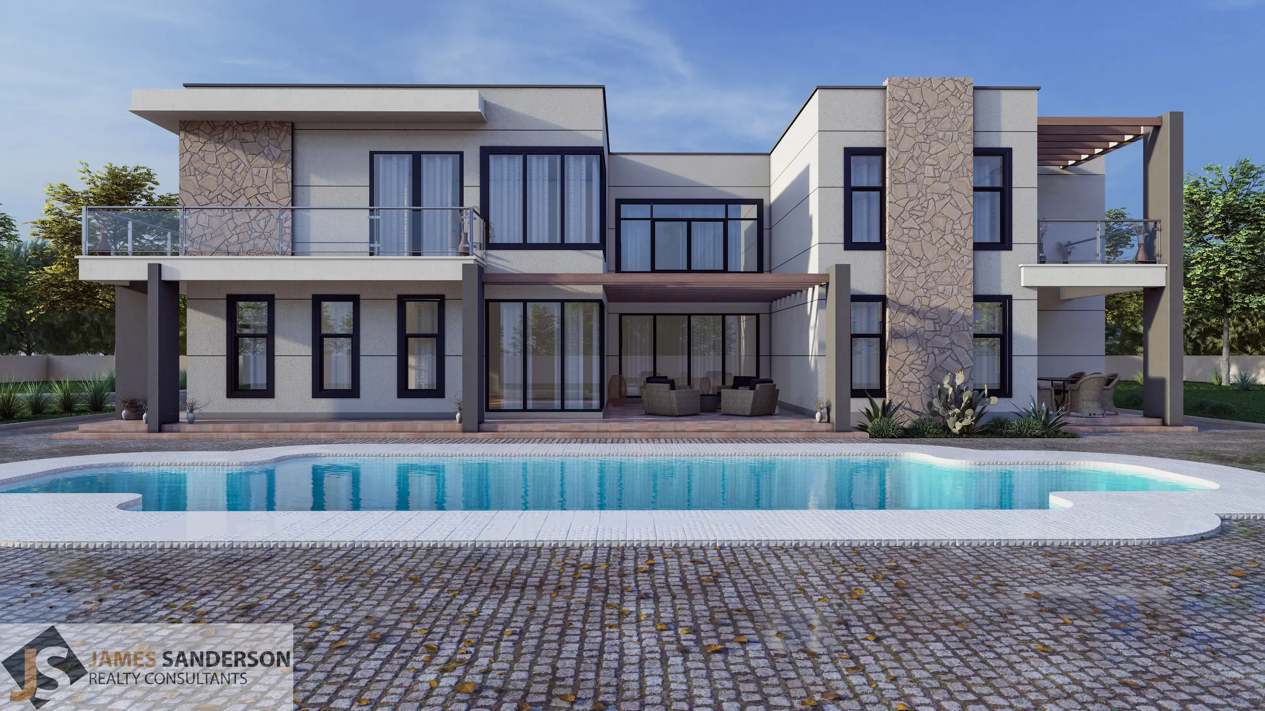 Modern two-story design render 4