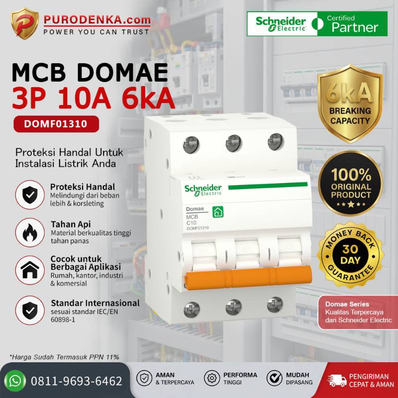 SCHNEIDER MCB DOMAE 3P 10A 6kA DOMF01310