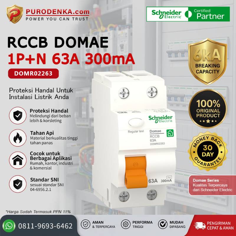 SCHNEIDER RCCB DOMAE 2P 63A 300mA DOMR02263