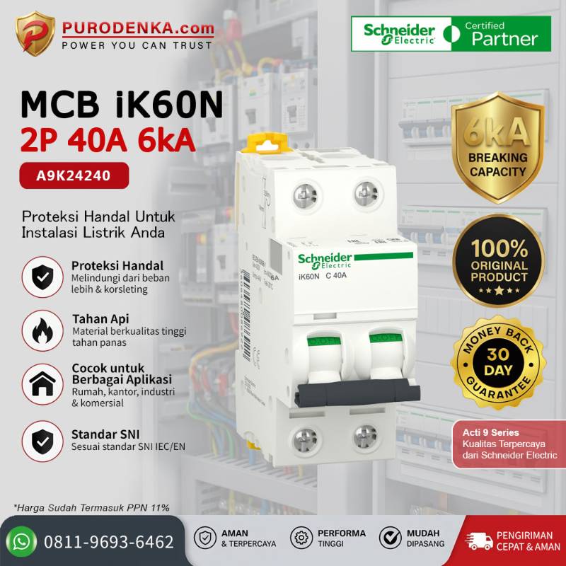 SCHNEIDER MCB iK60N 1P 40A 6kA A9K24240