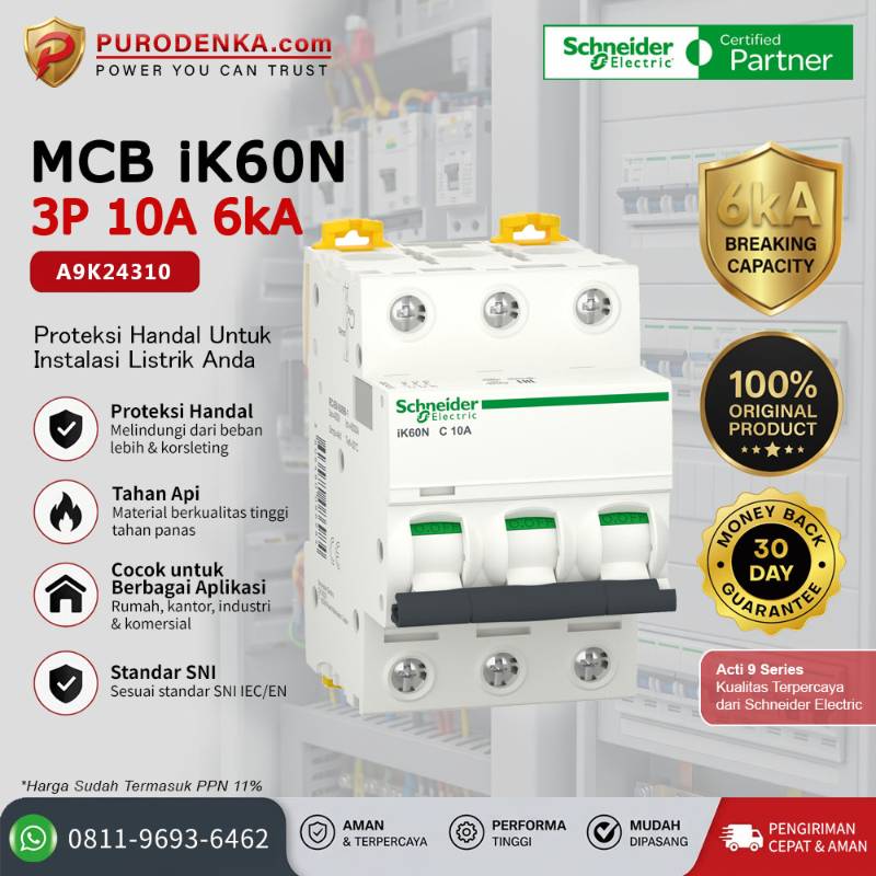 SCHNEIDER MCB iK60N 3P 10A 6kA A9K24310