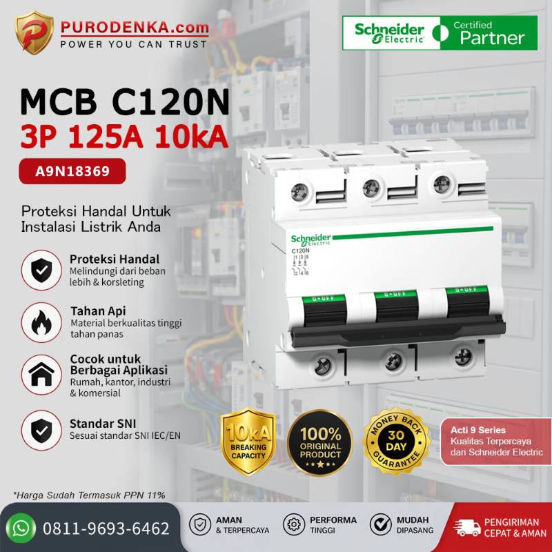 SCHNEIDER MCB C120N 3P 125A 10kA A9N18369