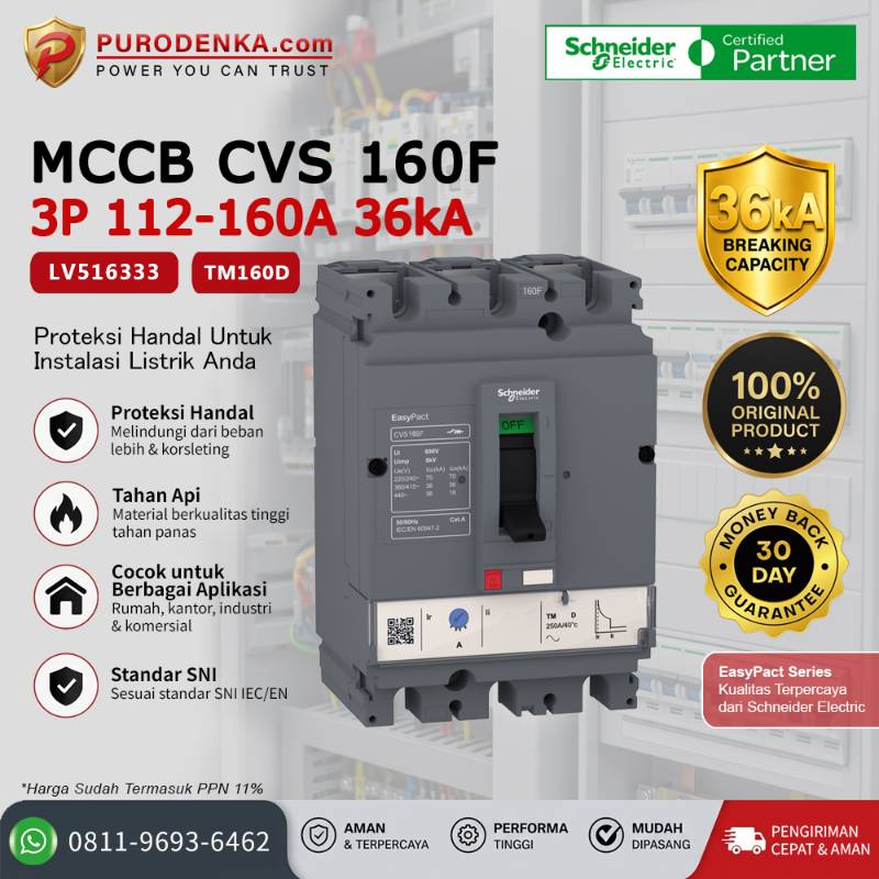 SCHNEIDER MCCB CVS160F 3P 160A 36kA LV516333