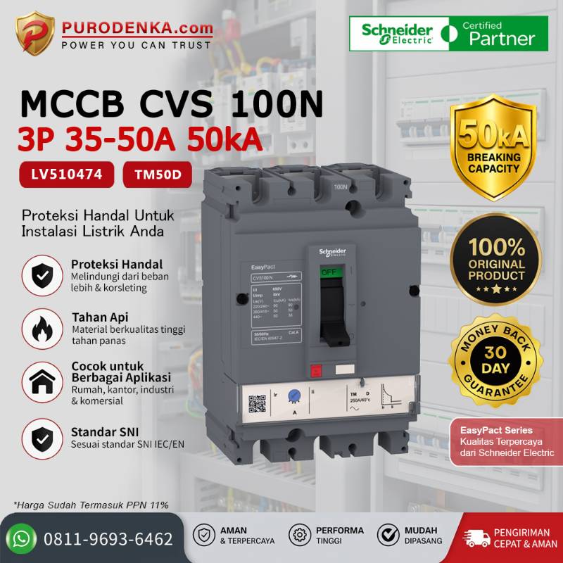 SCHNEIDER MCCB CVS100N 3P 50A 50kA LV510474