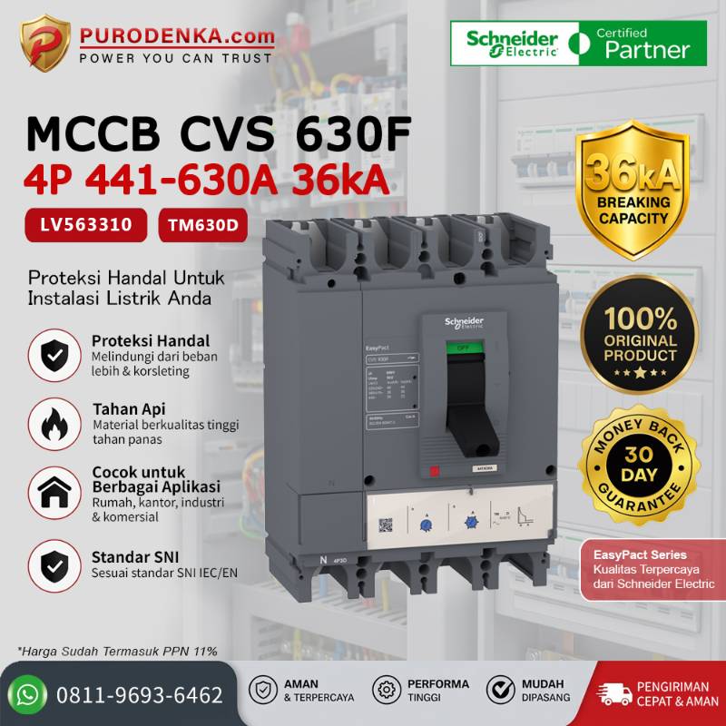 SCHNEIDER MCCB CVS630F 4P 630A 36kA LV563310