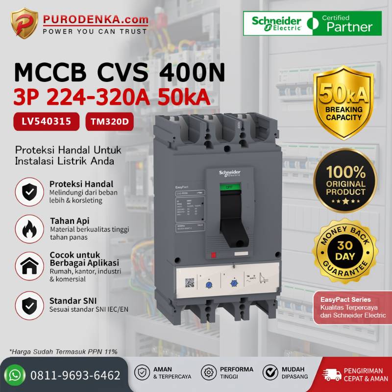 SCHNEIDER MCCB CVS400N 3P 320A 50kA LV540315