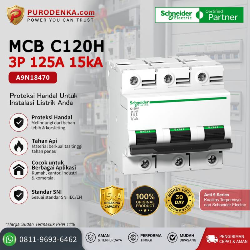SCHNEIDER MCB C120H 3P 125A 15kA A9N18470
