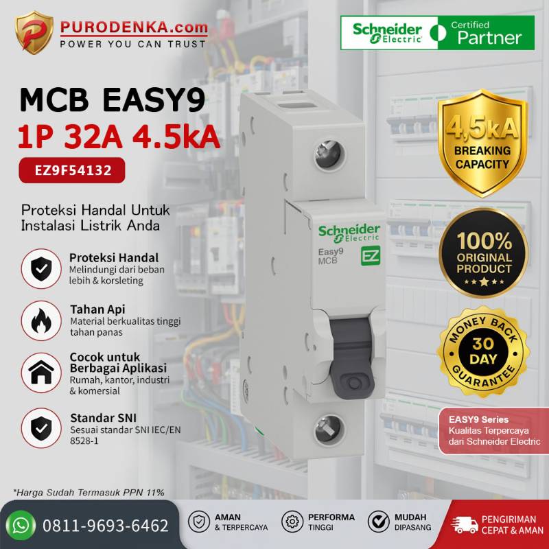 SCHNEIDER MCB EASY9 1P 32A 4.5kA EZ9F54132