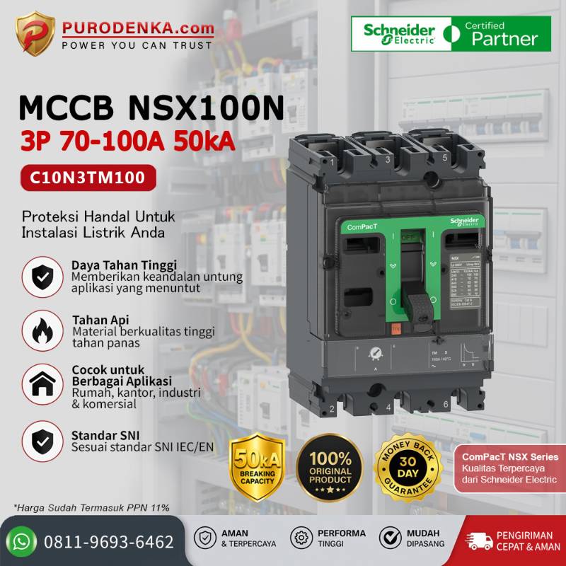 SCHNEIDER MCCB NSX100N 3P 100A 50kA C10N3TM100