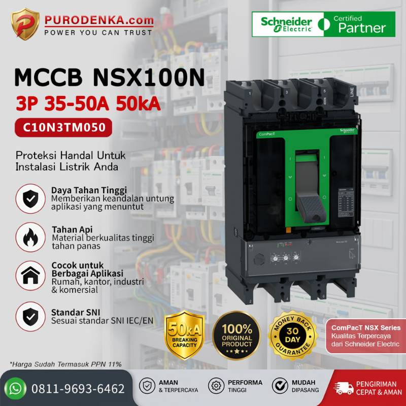 SCHNEIDER MCCB NSX100N 3P 50A 50kA C10N3TM050