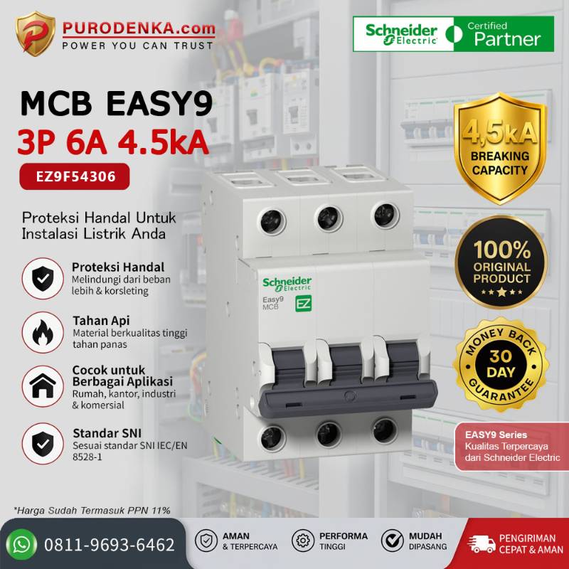 SCHNEIDER MCB EASY9 3P 6A 4.5kA EZ9F54306