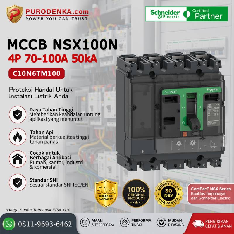 SCHNEIDER MCCB NSX100N 4P 100A 50kA C10N6TM100