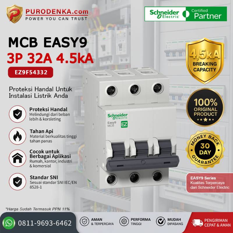 SCHNEIDER MCB EASY9 3P 32A 4.5kA EZ9F54332