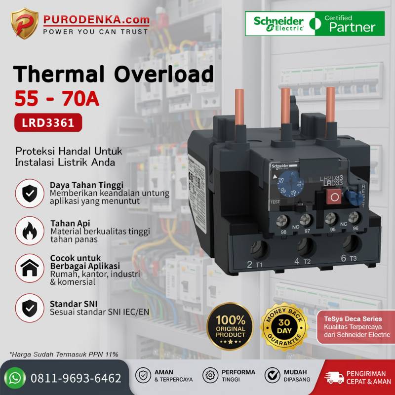 SCHNEIDER Thermal Overload LRD3361 55 - 70A Class 10A
