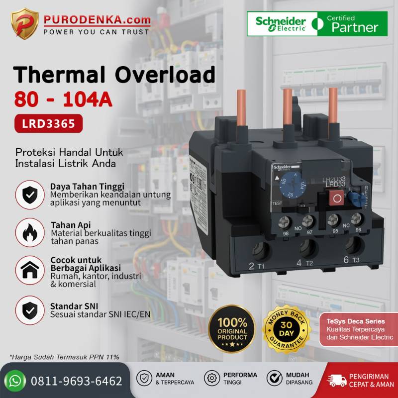 SCHNEIDER Thermal Overload LRD3365 80 - 104A Class 10A