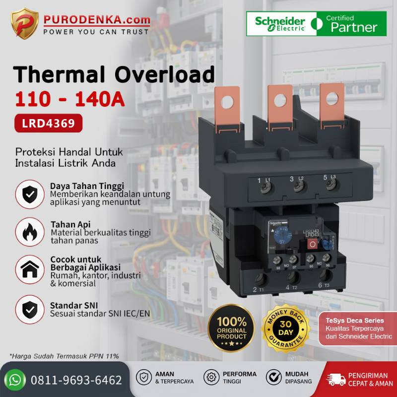 SCHNEIDER Thermal Overload LRD4369 110 - 140A Class 10A