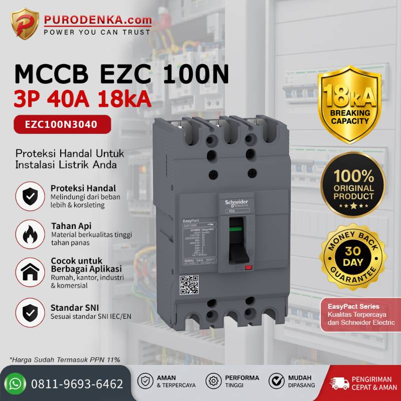 SCHNEIDER MCCB EZC100N 3P 40A 18kA EZC100N3040