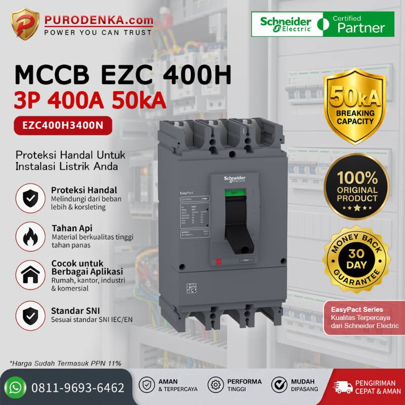 SCHNEIDER MCCB EZC400H 3P 400A 50kA EZC400H3400N